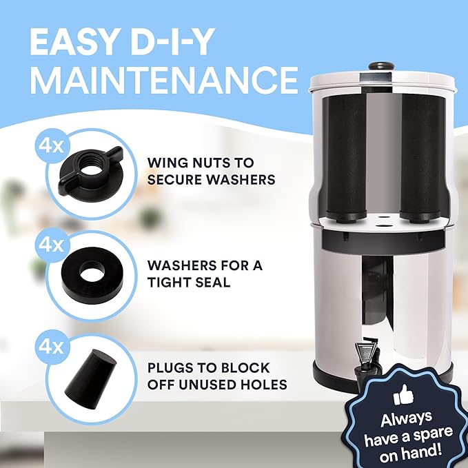 Impresa Gravity-Fed Water Filter Replacement Kit Compatible with Berkey, British Berkefeld Models - Silicone Water Filter Replacement Parts & Leak-Proof Seal