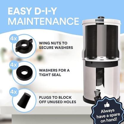 Impresa Gravity-Fed Water Filter Replacement Kit Compatible with Berkey, British Berkefeld Models - Silicone Water Filter Replacement Parts & Leak-Proof Seal