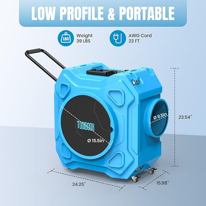 Air Scrubber with 3-Stage Filtration, 970CFM HEPA Air Scrubber Negative Air Machine with Lockable 360° Wheels & Auto-Foldable Handle, Portable Heavy Duty Air Cleaner for Home Industrial Commercial Use