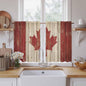 Canada Kitchen Curtains, Red Maple Leaf Flag Vintage Farmhouse Wooden Grain Light Filtering Window Curtain Panels, 2Pcs Rod Pocket Window Treatments Set for Study Room Bathroom Bedroom 52x54 Inches
