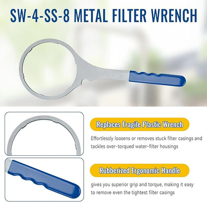 SW-4-SS-8 Whole House Water Filter Wrench 6 Inch, Metal Water Filter Wrench Replacement for SW-4, Compatible with Pentek Big Blue 20" Filter Housing & American Plumber W2010-PR