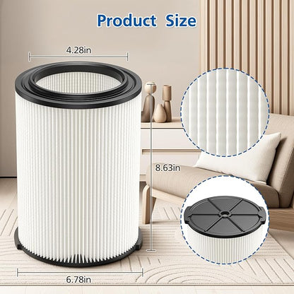 2-pack Standard Wet/dry Vac VF4000 Replacement Filter, Compatible with RIDGID Vacs 5-20 Gallons Vacuum Cleaner
