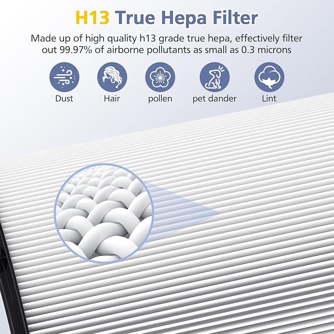 360° Combi Glass H13 Hepa + Activated Carbon Filter Compatible with Dyson HP1 PC1 HP10 TP07 TP10 TP06 HP06 TP04 HP04 PH01 PH02 PH03 PH04 HP09 TP09 HP07 Air Purifier, 2-in-1 Replacement Filters, 2 Pack