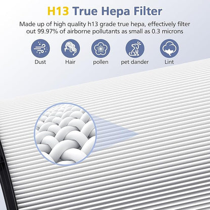360° Combi Glass H13 Hepa + Activated Carbon Filter Compatible with Dyson HP1 PC1 HP10 TP07 TP10 TP06 HP06 TP04 HP04 PH01 PH02 PH03 PH04 HP09 TP09 HP07 Air Purifier, 2-in-1 Replacement Filters, 2 Pack
