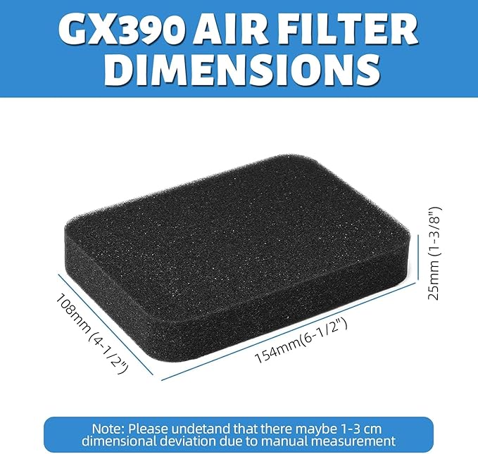 2 Pack GX390 Air Filter for Honda Generator GX340 EB5000 EB5000X EB6500 EB3500 EM5000SX Generac GP5500 GP6500 GP7500E RS5500 Harbor Freight Predator 420CC Engine 8750 Watt Replace 17211-899-000