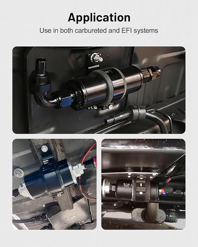 EVIL ENERGY Inline Fuel Filter 10 Micron with 6AN 8AN 10AN Adapter&Bracket Clamp 50MM Universal