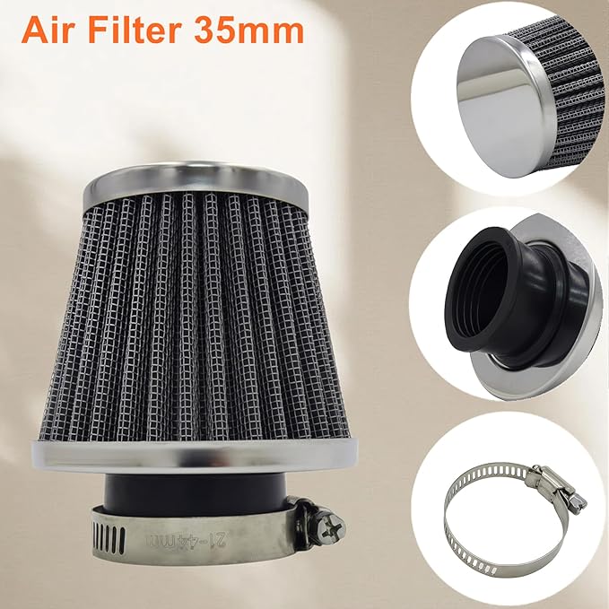 Semimo 35mm Air Filter – OEM Replacement Universal Cone Cleaner for 50cc–125cc ATV Quad Dirt Pit Bike Go Kart Scooter Moped | High Flow Washable Clamp-On Intake
