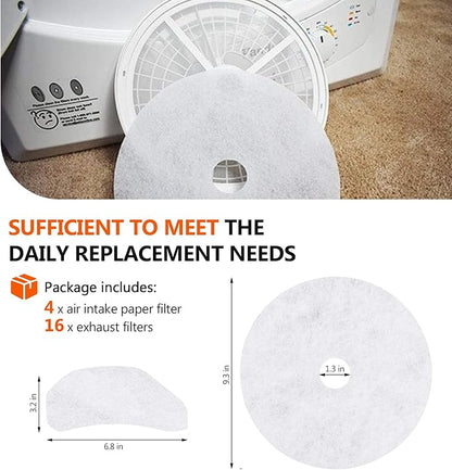 【Polyester Upgrade】20 PCS Dryer Exhaust Filter for Panda by Beaquicy - Lint Filter Cloth Dryer Replacement for Panda Sonya Magic Chef Avanti Dryers - Includes 16 Exhaust Filters & 4 Air Intake Filters