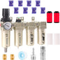 3/4" NPT Industrial Grade 4 Stage Air Compressor Drying System, 0-240 PSI, Particulate & Coalescing Filters, Auto Drain Air Compressor Water Separator System Filter Oil for Paint Spray＆ Plasma Cutter