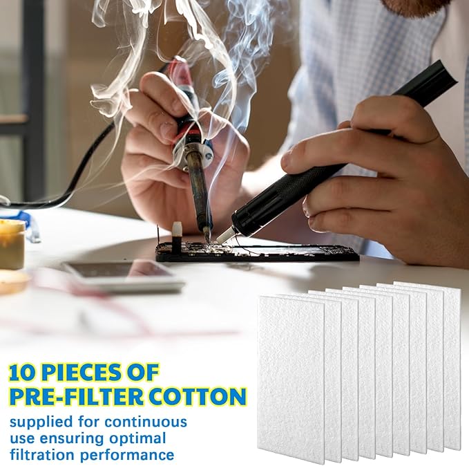 10 Pcs Pre-filter Cotton Replacement for Soldering Fume Extractor 14.4'' X 6.9'' Filter Refills Accessories for Contaminant and Smoke Removal Smoke Fume Absorber Filter
