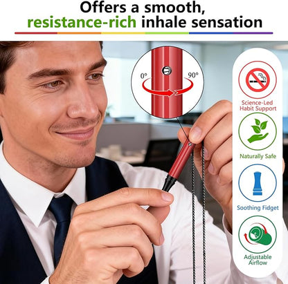 ASTOFLI Breathing Necklace for Anxiety Relief – Flavored Air Breathe Necklace, Breath Free Stress Relief Device with Flavor, Meditation Jewelry Gifts for Women and Men, Stainless Steel