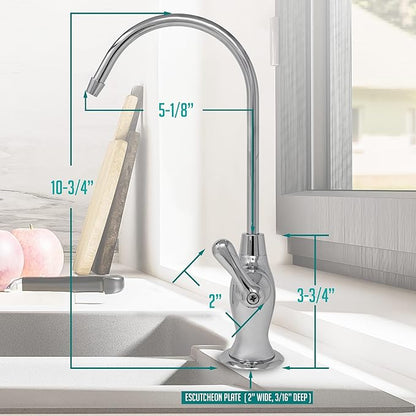 Metpure Non-airgap NSF Certified RO Faucet Reverse Osmosis Drinking Water Filtration System Water Dispenser Spout (Chrome). Vase Style with Faucet Wrench.