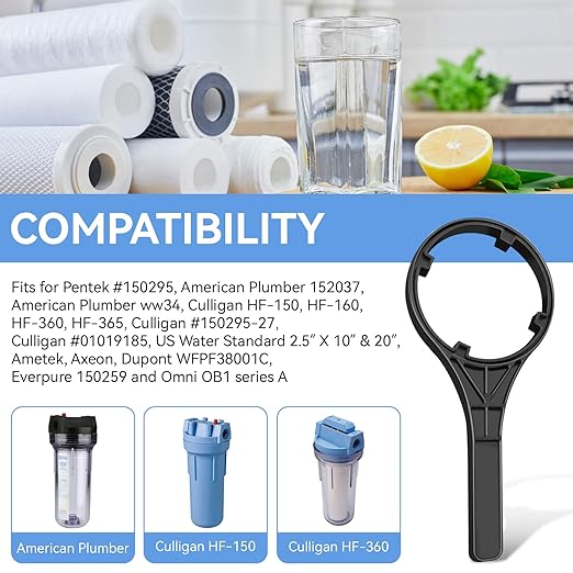 150295 SW-2 Water Filter Housing Wrench - 4.9 inch ID, Big Blue Filter Wrench Fits for Pentair Pentek/Everpure 4 3/4″ Standard Housings, American Plumber #152037/ww34, 10"x2.5" and 20"x2.5" Housings