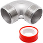 90 Degree Elbow 1PCS, 1-1/2" NPT Male X 1-1/2" NPT Male 304 Stainless Steel Pipe Fitting, Connector Coupler Apply to Outdoor Garden Industrial