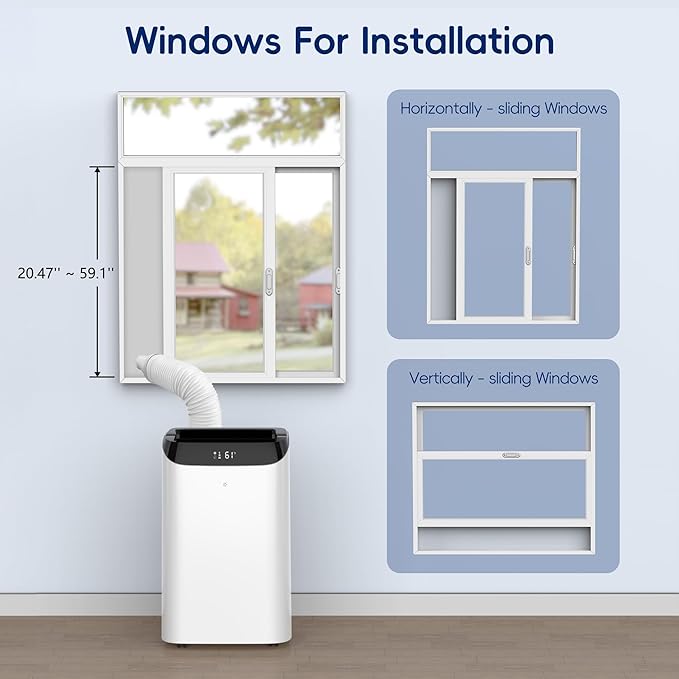 14000 BTU Portable Air Conditioners,Cooling,Fan,Dehumidification,Sleep Mode for Large Rooms up to 700 Sq.Ft,AC Unit with Remote Control,24H Timer,Installation Kits Included