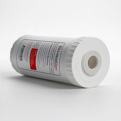 LiquaGen Activated Alumina + Carbon + KDF-55 Replacement Water Filter Cartridge – Helps Manage Fluoride, Chlorine & Taste, Refillable 2.5" x 10", 2.5" x 20", 4.5" x 10", 4.5" x 20" (1, 4.5" x 10")
