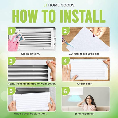 Air Vent Filters - 20"x118" makes 50 Filters w/ 197" Installation Tape,Electrostatic MERV 8 Media for AC HVAC Air Duct Filter Register & Grilles