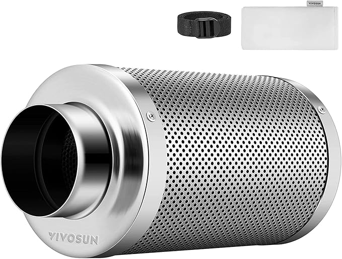 VIVOSUN 6 Inch Air Carbon Filter Smelliness Control with Australia Virgin Charcoal for Inline Duct Fan, Grow Tent, Pre-Filter Included, Reversible Flange 6"x 16"