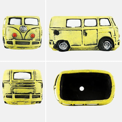 Cute Succulent Plants Planters, Small Planters with Drainage Hole, Flower Pots for Home Indoor Outdoor Garden Decoration (Yellow Bus)