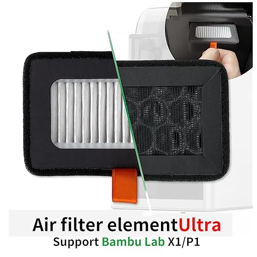 HEPA 13 + Activated Carbon Ultra Air Filter for Bambu Lab X1C、X1、P1S 3D Printer,Easy to Install 3D Printer Accessories Ultra-Absorption, Can Effectively Remove PM2.5 and UFPs