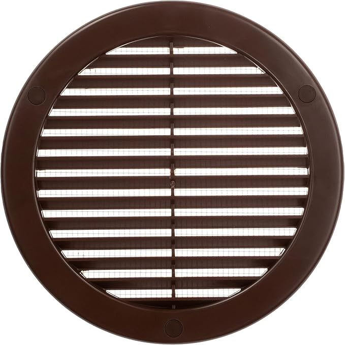 Vent Systems 6" Inch (Opening Dimensions) - Pack of 100 - Brown Soffit Vent Cover - Plastic Round Air Vent Grille - Built-in Mesh Screen - HVAC Register Louver for Bathroom, Home, Kitchen