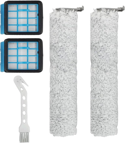 Replacement Roller Brush and Washable Filter Kit Compatible with for CrossWave for OmniForce 3912N 4046 Wet Dry Floor Scrubber