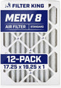 Filter King 17.25x19.25x1 Air Filter | 12-PACK | MERV 8 HVAC Pleated A/C Furnace Filters | MADE IN USA | Actual Size: 17.25 x 19.25 x .75"