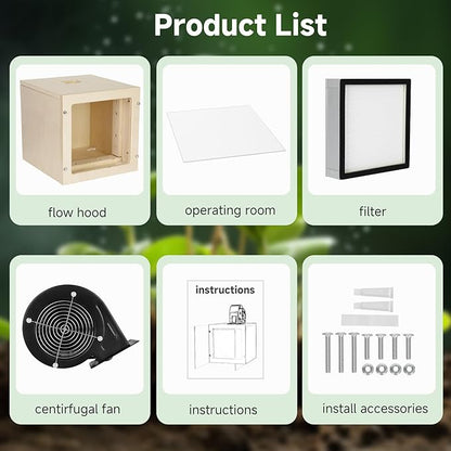 Vikua 12"x12" HEPA Horizontal Laminar Flow Hood Suitable for Clean Air Workspaces - Filtration Level of up to 99.995%, Making It an Ideal Choice for Clean Areas