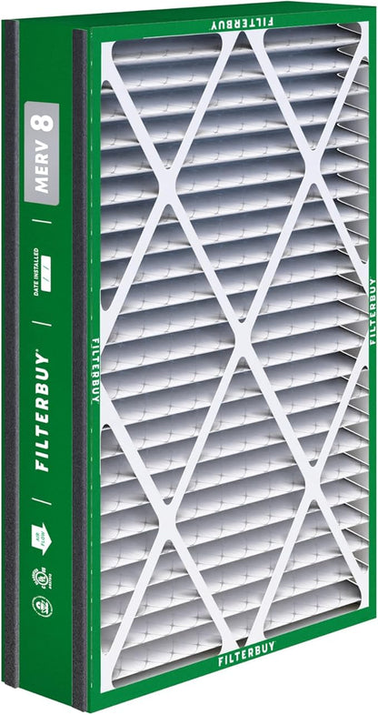 Filterbuy 16x25x5 Air Filter MERV 8 Essential Dust & Allergy Defense (2-Pack), Electrostatic Pleated HVAC AC Furnace Filters for Trion Air Bear 255649-105 and More (Actual Size: 15.63 x 24.13 x 4.88)