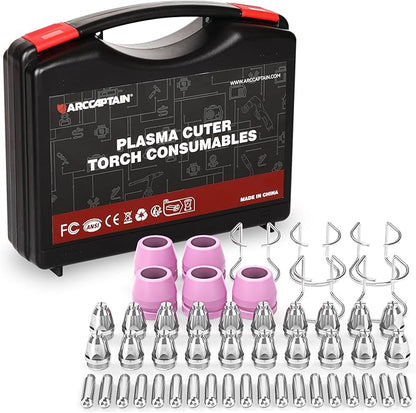 ARCCAPTAIN AG-60 Plasma Cutter Torch Consumables, 50Pcs .040'' SG-55 AG-60 WSD-60 Plasma Cutter Torch Accessories for CUT55 PRO, CUT55 PROLUX, CUT 55PILOTARC,CUT 55PIL0T, CUT 60HF, CUT 60HF PRO