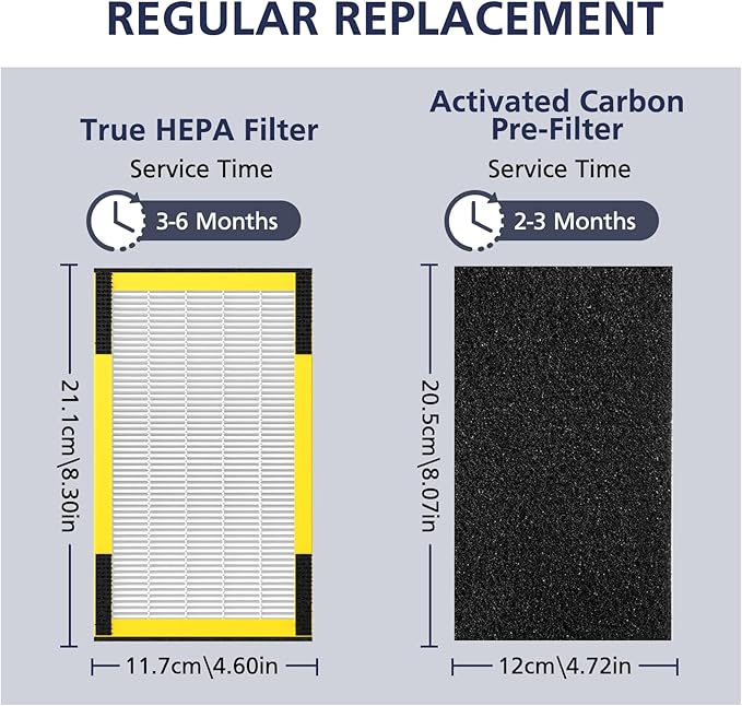 FLT4100 Replacement Filter E for Guardian AC4100, AC4100CA, AC4150BL, AC4150PCA, AC4150P Technologies Models, 2 x Hepa Filter + 4 x Activated Carbon Pre-Filter