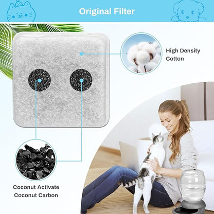 12 Pack Charcoal Replacement Filters for 0.5/1/2.5/4 GAL Gravity Waterer, YOIHABV Cat Fountain Filters, Dog Water Dispenser Filters, Pet Fountain Filter Replacement, Control Chlorine and Odor