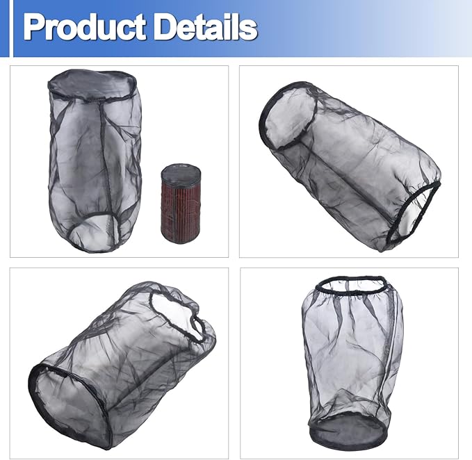 Air Filter Cover Large Dustproof Protective for Harley Davidosn Touring Model Universal Cold Air Intake Filter Sock Air Filter Wrap, 1 Pack