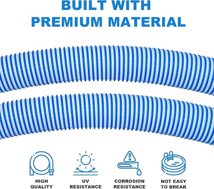 Poolvio Pool Vacuum Hose 26 Feet (8 x 40 Inch), 1.5 Inch Cuffs, Compatible with Most Inground Automatic Cleaners