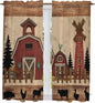 Brown Farmhouse Kitchen Curtains, Vintage Country Animals Wooden Grain Light Filtering Window Curtain Panels, 2Pcs Rod Pocket Window Treatments Set for Living Room Bathroom Bedroom 42x63 Inches