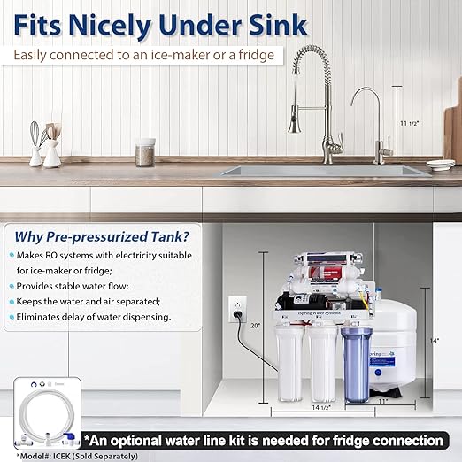 iSpring RCC1UP-AK, 100 GPD 7-Stage Reverse Osmosis Under Sink Water Filtration System with Boost Pump, Alkaline Remineralization and UV Filter, Patented Top-Mounted Faucet Design for Easy Installation