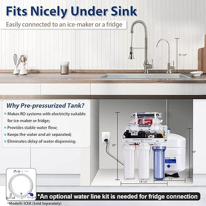 iSpring RCC1UP-AK, 100 GPD 7-Stage Reverse Osmosis Under Sink Water Filtration System with Boost Pump, Alkaline Remineralization and UV Filter, Patented Top-Mounted Faucet Design for Easy Installation
