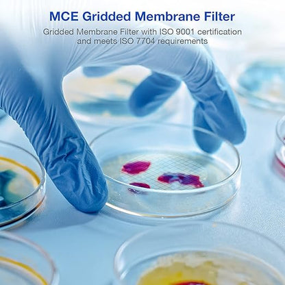SimPure MCE Gridded Membrane Filter Sterile, 47mm Diameter and 0.45um Pore Size, Individual Pack Membrane Disc Filter, Hydrophilic Filter Paper, Pack of 500
