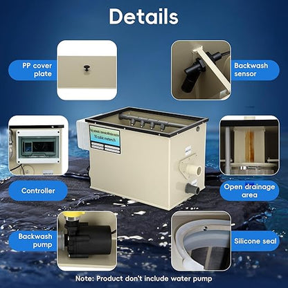 Rotary Drum Filter-3000GPH, 110V-240V High Pressure Cleaning Drum Filter, Fully Automatic Self-Cleaning Filter for Koi Pond, Fish Pond, Aquarium, Fish Farm, Seedling Cultivation Base, Aquaculture
