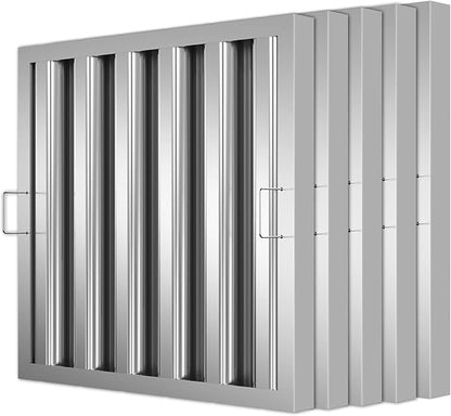 Stainless Steel Commercial Kitchen Hood Filter 19.5W x 19.5H Inch Range Hood Baffle Grease Rated Commercial Kitchen Exhaust Hood 5 Grooves Hood Filter (5 Pack)