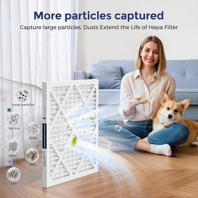 HEPA 500 Air Scrubber Filter Compatible with Mounto AF500 Drieaz HEPA 500 BlueDri AS550, 16x16x1" Pre-Filter 5 Pack, Easy Install Shield Small Dust Particles for Months