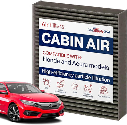 Premium Cabin Air Filter Replacement CP134 (CF10134) with Activated Carbon Washable/Reusable Compatible with Honda & Acura Vehicles by LifeSupplyUSA