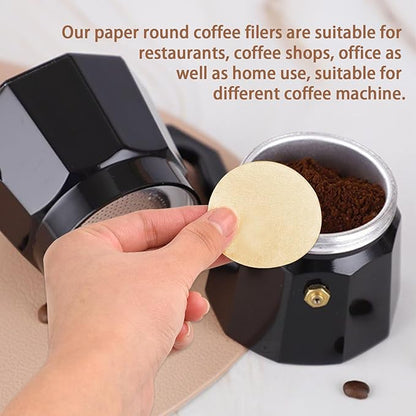 CEYAZYE 200 PCS Round Coffee Filter Paper, 56 mm Disposable Coffee Filters, Moka Coffee Pot Filter for Espresso Machine Portafilter Moka Pot, Quality Material Paper Fiber Heat Resistance