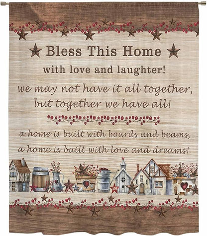 Farmhouse Sheer Curtains 72 Inch Length Brown Country Star Berry Vintage Wood Grain Chiffon Curtain for Bedroom Living Room Light Filtering Rod Pocket Window Treatments Voile Curtains Drapes
