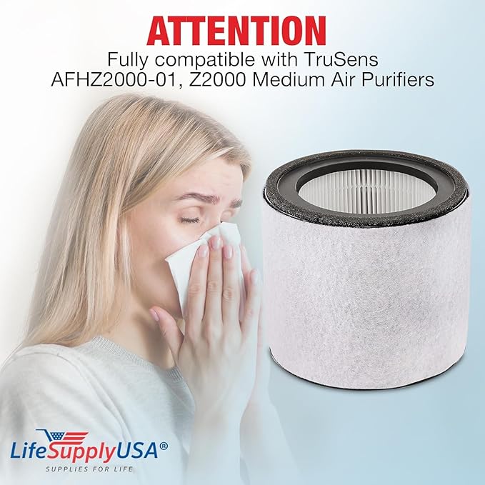True HEPA + Carbon + Pre-Filter Replacement for AFHZ2000-01 | Fits TruSens Z-2000 Medium Air Purifier -360� 3-Stage - (2-Pack) by LifeSupplyUSA
