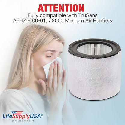 True HEPA + Carbon + Pre-Filter Replacement for AFHZ2000-01 | Fits TruSens Z-2000 Medium Air Purifier -360� 3-Stage - (2-Pack) by LifeSupplyUSA
