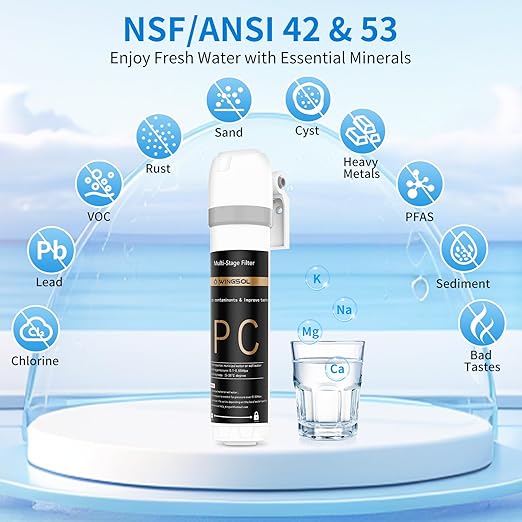 Water Filter for Sink Faucet，with Anti-Clogged Tech, NSF/ANSI 42 & 53 Certified to Reduce PFAS, Chlorine, Lead, Sediment, Bad Taste, Easy Direct Connect Installation,Water Filter for Sink