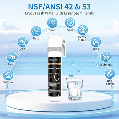 Water Filter for Sink Faucet，with Anti-Clogged Tech, NSF/ANSI 42 & 53 Certified to Reduce PFAS, Chlorine, Lead, Sediment, Bad Taste, Easy Direct Connect Installation,Water Filter for Sink