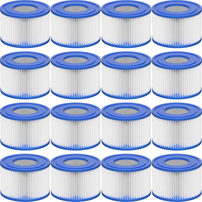 Type VI Hot Tub Filter Cartridge Compatible with Lay-Z-Spa, Coleman SaluSpa 90352E, 58323E, 58323 Swimming Pool Pump (16 Pack)