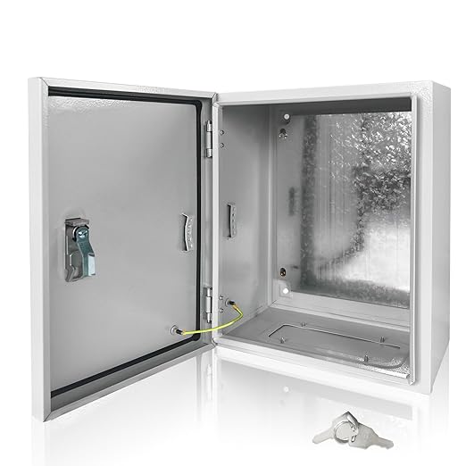 Electrical Box 12 x 10 x 6 Inch Indoor Outdoor Electrical Enclosure Box Steel Junction Box Wall Mounted Universal Electrical Project Box with Safety Locks and Mounting Plates
